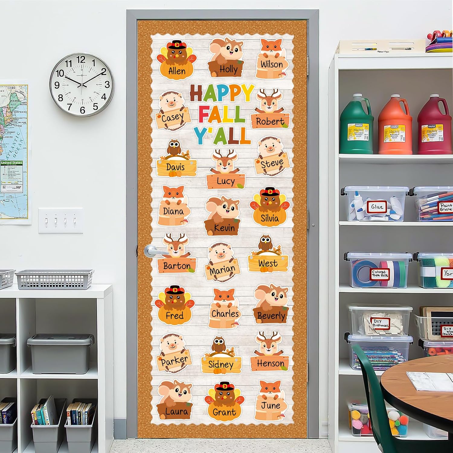 72 Feet Fall Boho Bulletin Board Borders Pumpkin Leaves Border Autumn Retro Bulletin Board Borders for Fall Classroom School Home Office Décor image 4