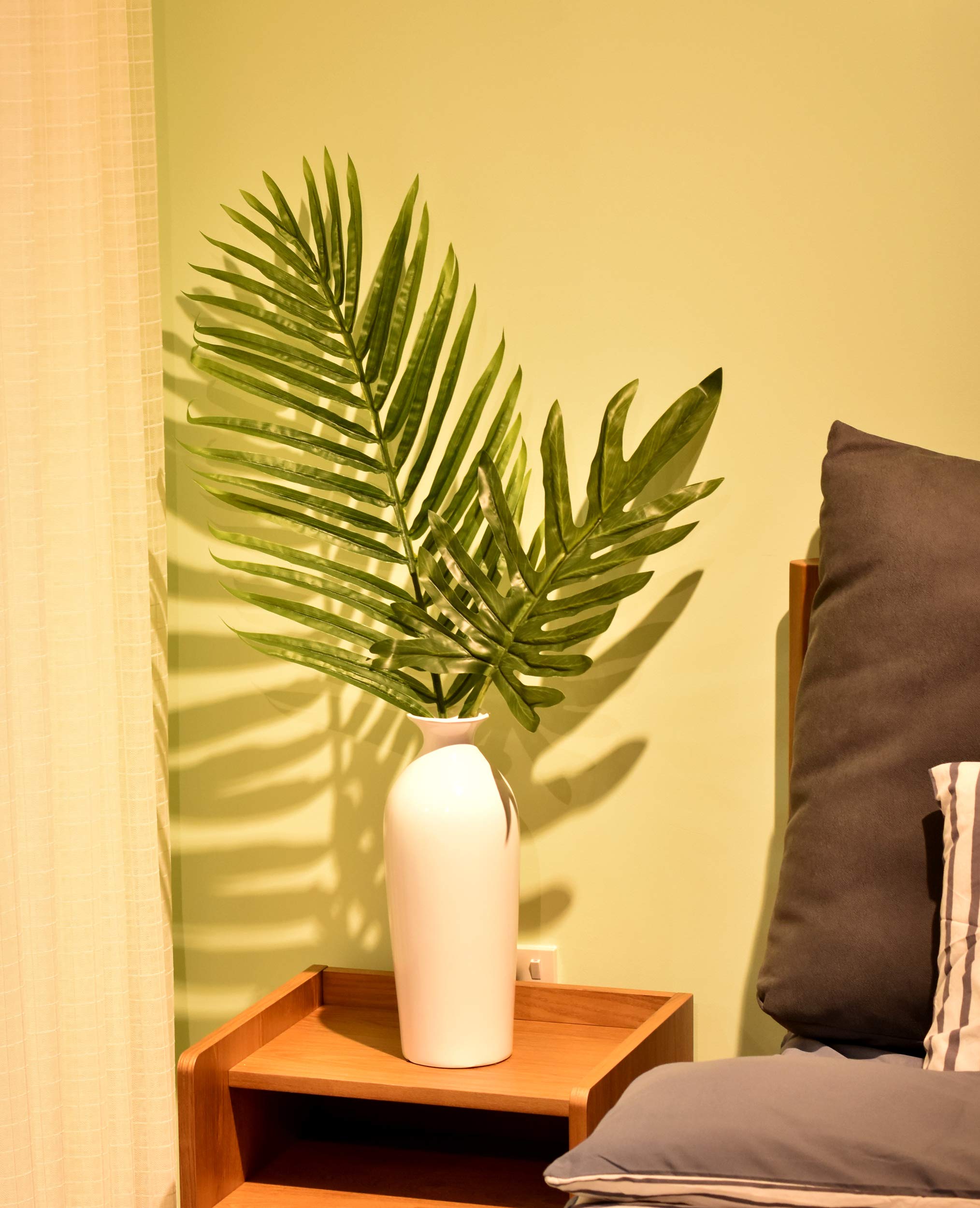 Artificial Palm Leaves Tropical Plants Faux Leaves Artificial Flowers For Home Event Birthday Party Table Wall Decorations, Yatai, 19Leaf-1Single