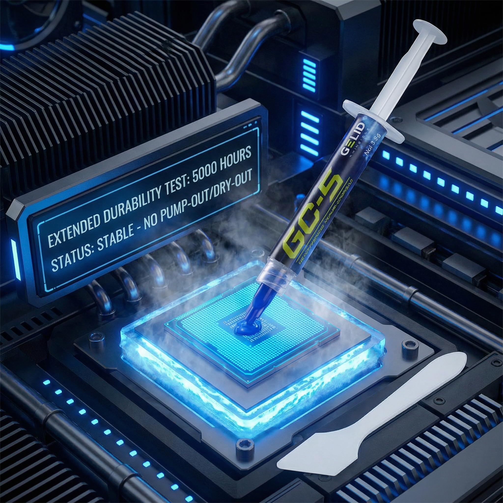 Gelid Solutions GC5 – 3,5g Pasta Termica, Tecnologia avanzata di fusione tra Nanodiamanti e Ceramica, Resistente a Pump-Out e Secchezza, Ideale per CPU, GPU, Console, Laptop e Overclocking