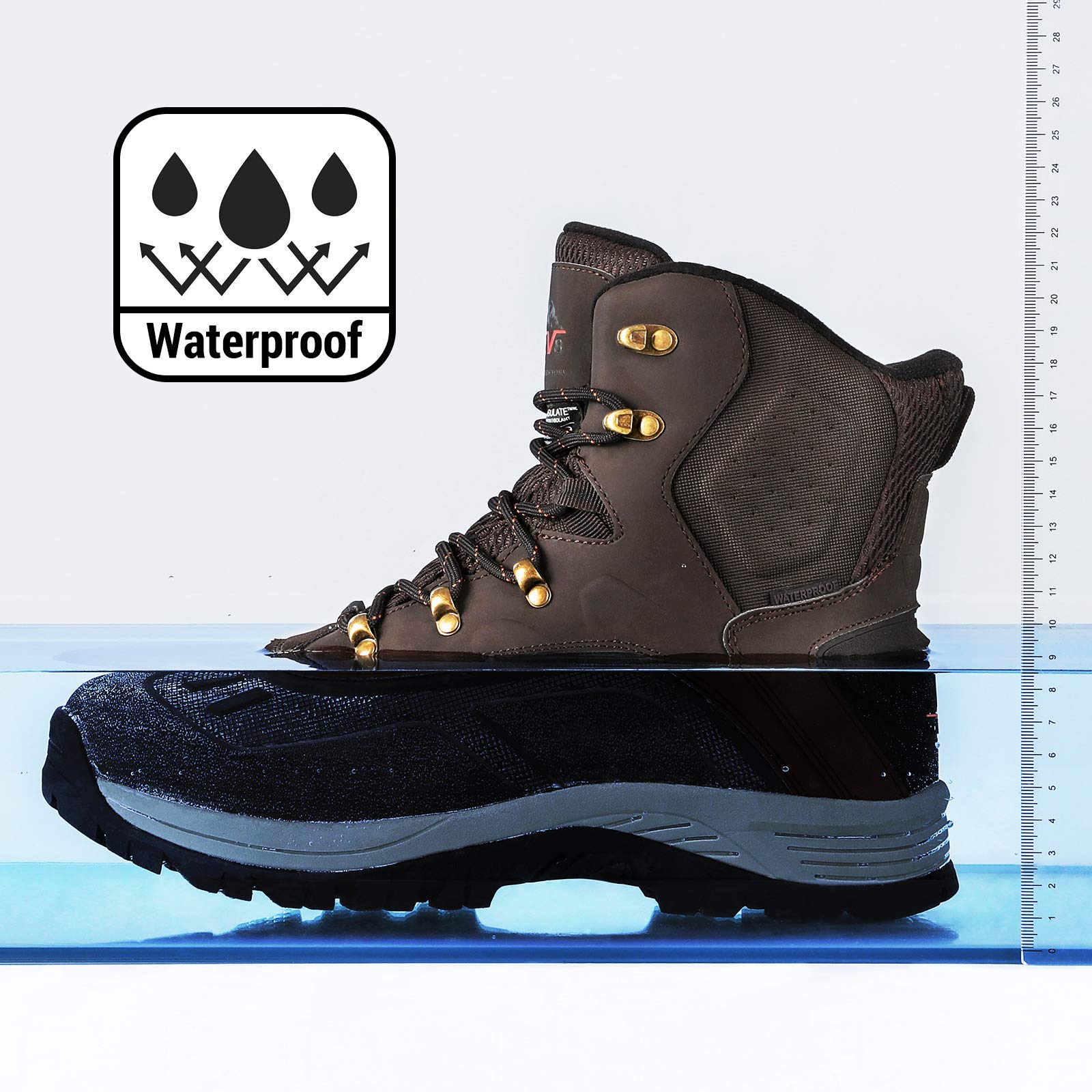 NORTIV 8 Bottes de Neige pour Homme Imperméables | Bottes de Hiver Chaudes Légère et Antiderapante, Confortable Système de réchauffement