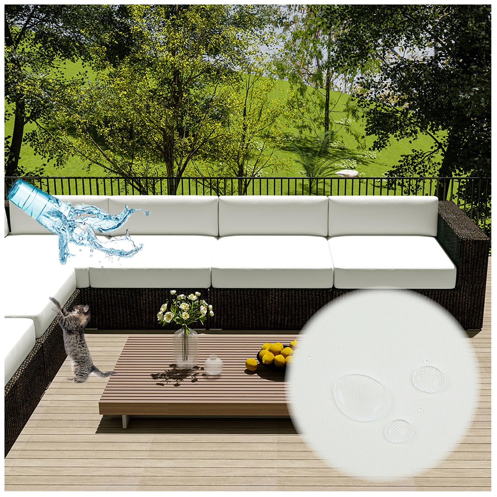 NNSMUN Replacement Seat Pads Cover & Cushions Cover Water Resistant, Seat Cushion Cover Pad Outdoor Indoor for Outdoor Patio Garden Seating (No Cushion Included) (R,65x65cm(2PCS))