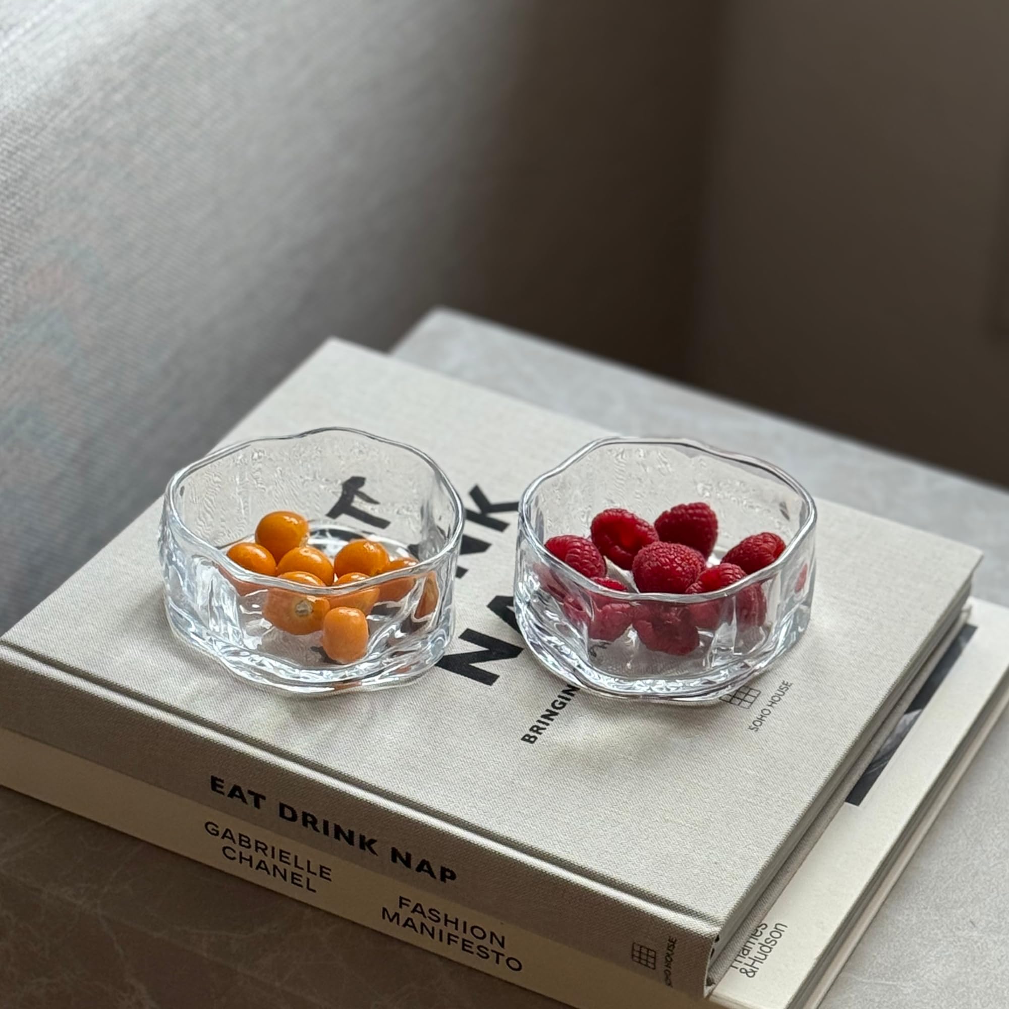 Zoha Glasschalen Set 6er Forma - Dessertschalen Glas facettiert, Glasschüsseln mit 11 cm Durchmesser - Glasschälchen für Dessert, Snackschale Glas, Glass Bowl Set, Servierschalen und Glasschüssel Set