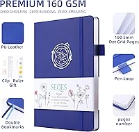 Vista 74 de A5 Bullet Dotted Journal Notebook 160gsm Thick Bleedproof Paper, Lay Flat Binding, 160 Numbered Pages Hard Cover Dot Grid Notebook/Bullet