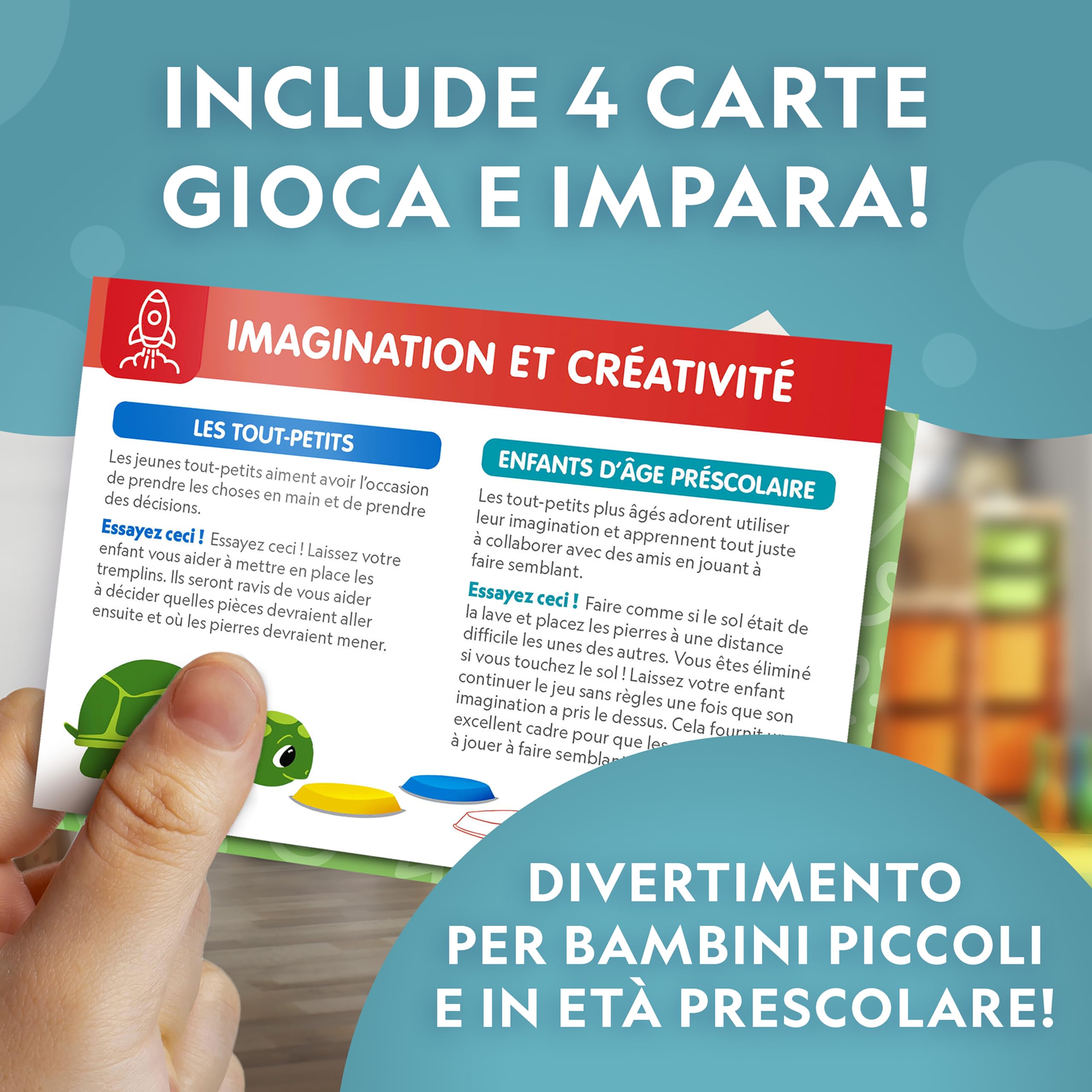 National Geographic Kids Jumbo Pietre Di Equilibrio – 12 Pietre Antiscivolo in 3 Altezze con Dado in Schiuma & Carte Play & Learn, Percorso a Ostacoli per Interni & Esterni per Bambini 3+