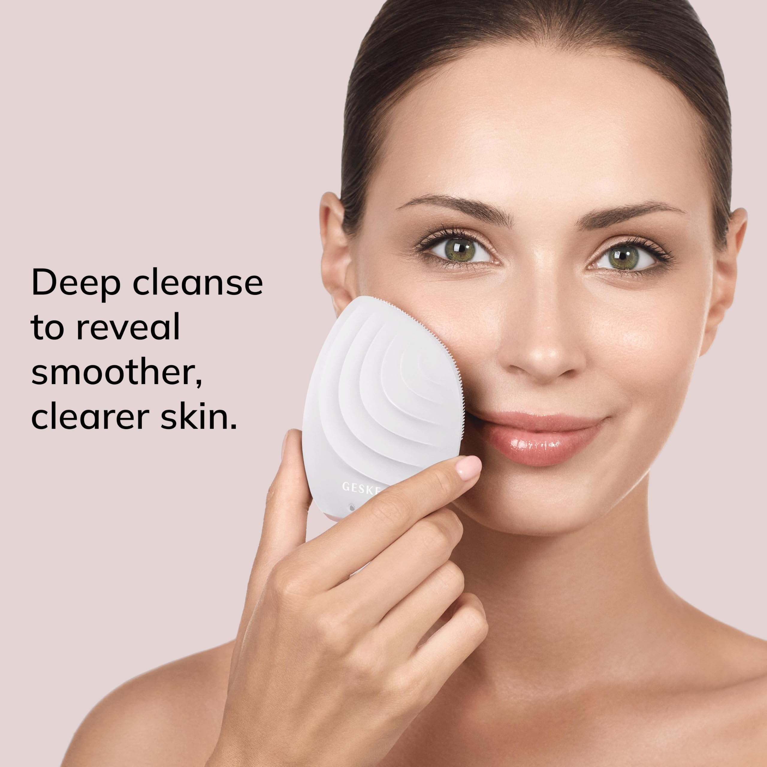 GESKE SmartAppGuided™ Brosse sonique pour le visage 5 en 1 | Brosse de nettoyage électrique vibrante pour le visage | Brosse en silicone souple | Nettoyant visage professionnel | Nettoyant et