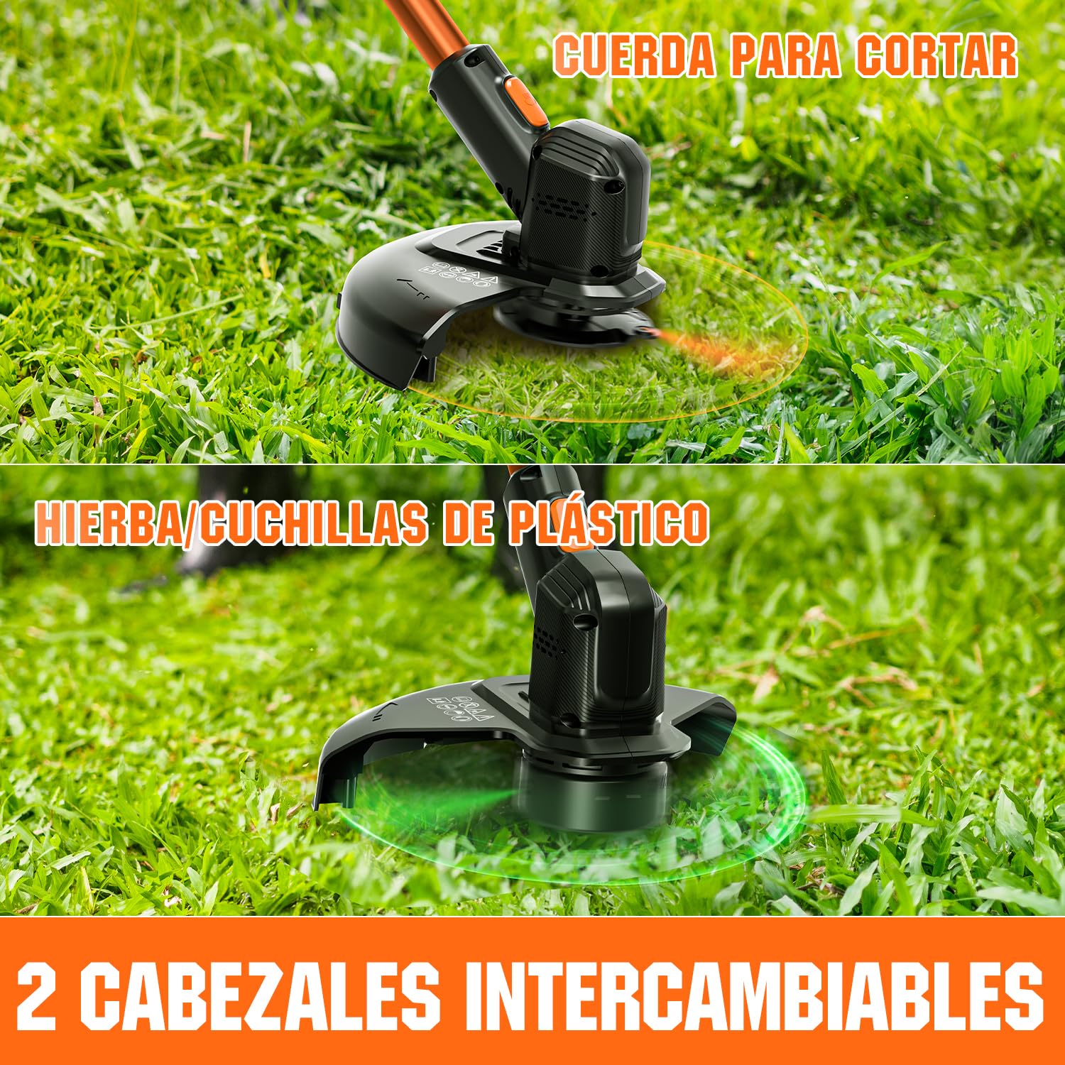 Litheli Desbrozadora a Batería 20V, 25 cm, Desbrozadora Eléctrica con Motor de Alta Potencia, Batería de 10000 mAh, Ideal para Jardines, Césped y Poda en Exteriores, Desbrozadora