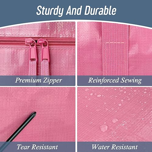 Miniatura 4 de Paquete de 6 bolsas de mudanza grandes extra resistentes con cremallera fuerte y asas cómodas, bolsas de almacenamiento de ropa resistentes y