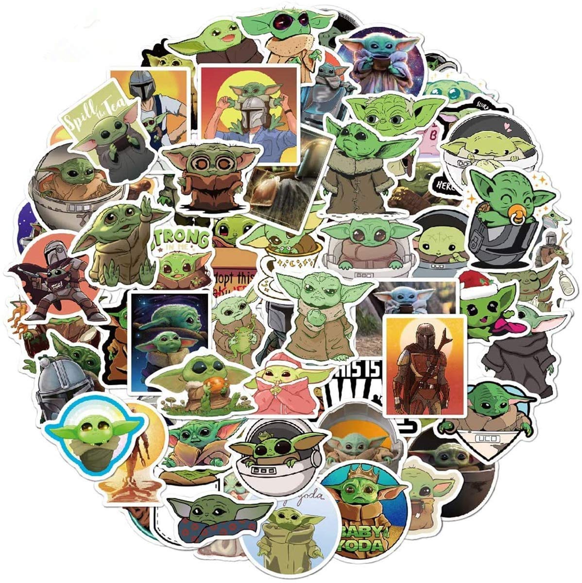 Lanseede 100pcs Yoda Stickers Laptop Bomb Vinyl Waterproof Stickers Variety Pack for Luggage Computer Skateboard Car Motorcycle Decal for Teens Adults…