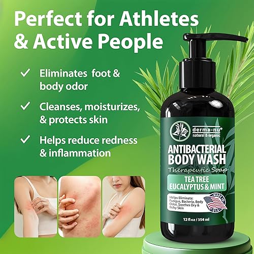Miniatura 12 de Gel de baño antibacteriano para mujer – Gel de baño de árbol de té para picazón deportista, pie de atleta, eccema y acné de espalda – Limpieza