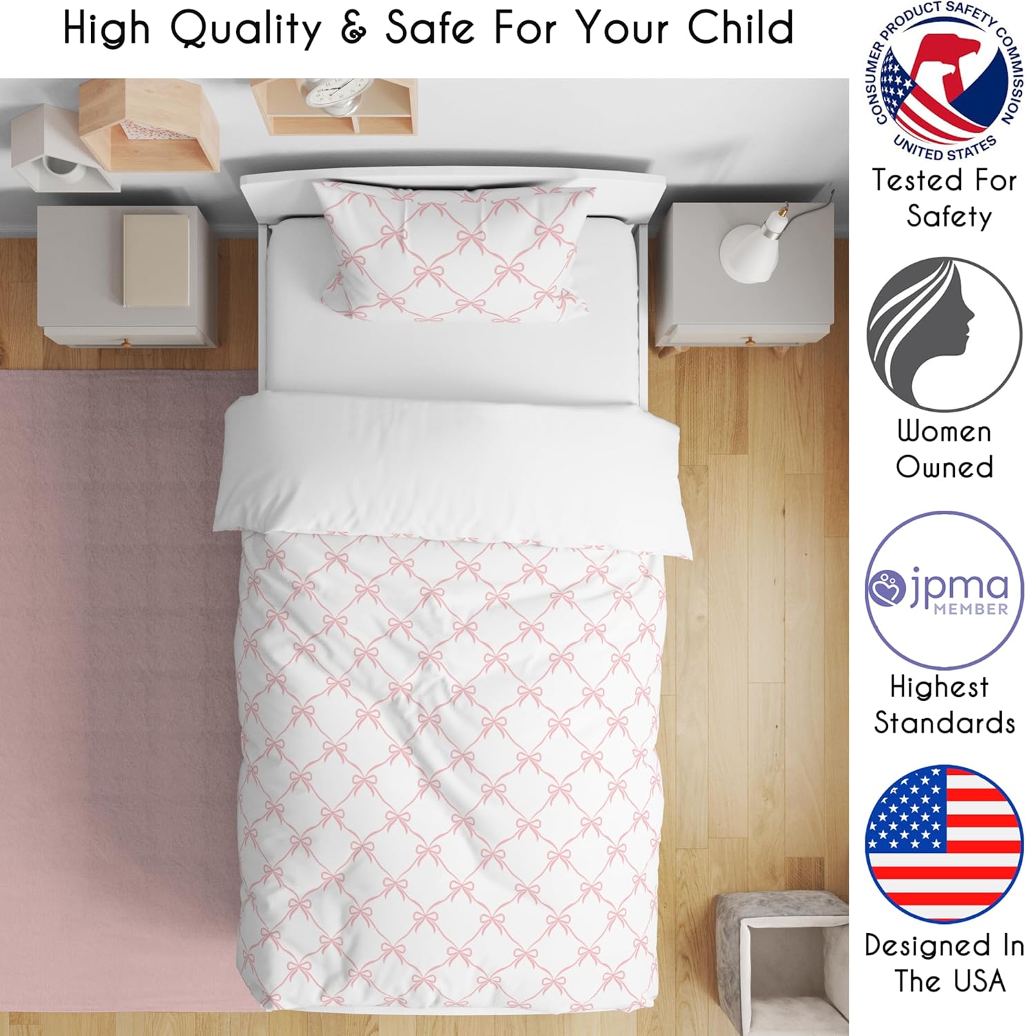 Sweet Jojo Designs 5-Piece Toddler Bedding Set (Pink Bows) for Girls, Kids incl. Bed in a Bag Comforter, Blanket, Pillowcase, Sham & Sheets (Bow for The Ballerina, Ballet Dancer, Princess Collection)