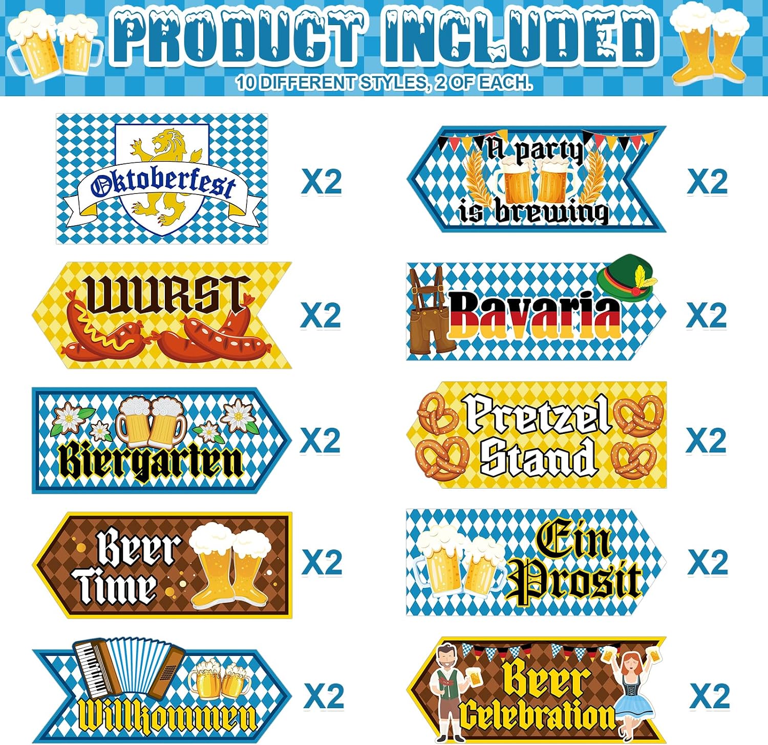 Oktoberfest Decorations Party Signs Set of 20, October Festival Decor Outdoor Biergarten Sign, German Beer October Fest Cardboard Yard Sign Lawn Decoration Parties Supplies (Oktoberfest) image 3