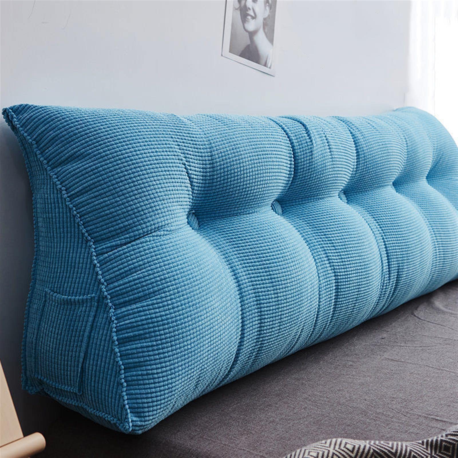 UIHECTA Triangular Headboard Pillow,Bed Rest Positioning Support Pillow for Reading,Bedside Cushion,Triangle Double Sofa Large Back,Wedge Headboard Pillow with Removable Cover,03,80×50×20cm