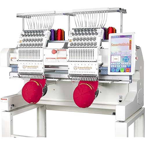 Smartstitch S-1502HC Beast Embroidery Machine with Two Heads 15 Needles each, 20"x16" Embroidery Area, 1200SPM Max Speed, 12" Touch Screen, Wifi available, Embroidering on Cap, T-shirt, Flat and more