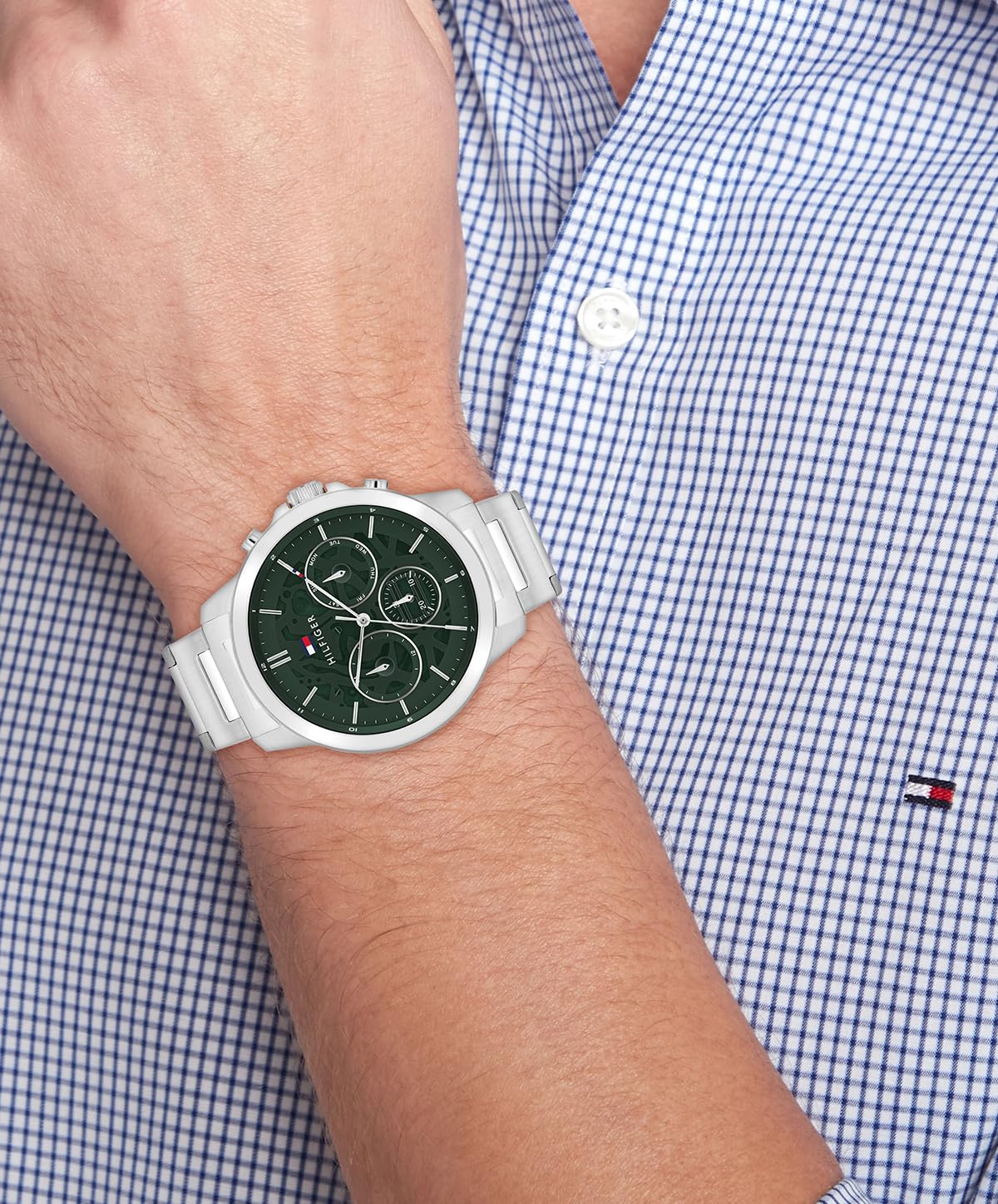 Tommy Hilfiger Orologio Analogico Multifunzione al Quarzo da Uomo con Cinturino in Acciaio Inossidabile Argento o Nero