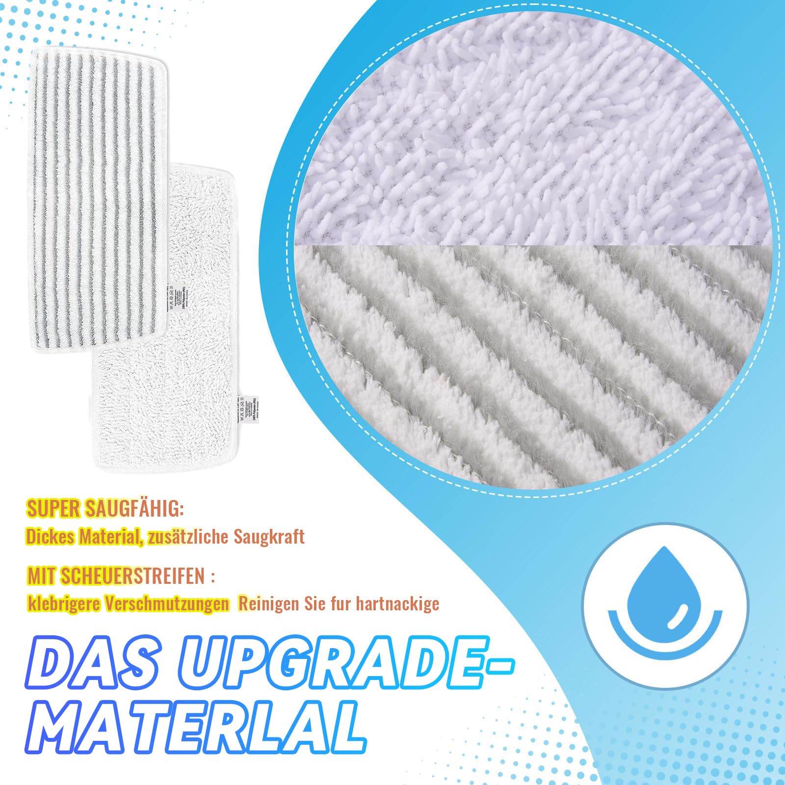 Panni Di Ricambio Per Pulitore A Vapore Vileda - 6 Pezzi (3 Grigio + 3 Bianco)