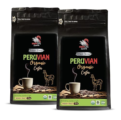 Café energético peruano - Café peruano orgánico en granos enteros, tostado medio, árabe, baja acidez, granos de café arábica, tostado medio, 2