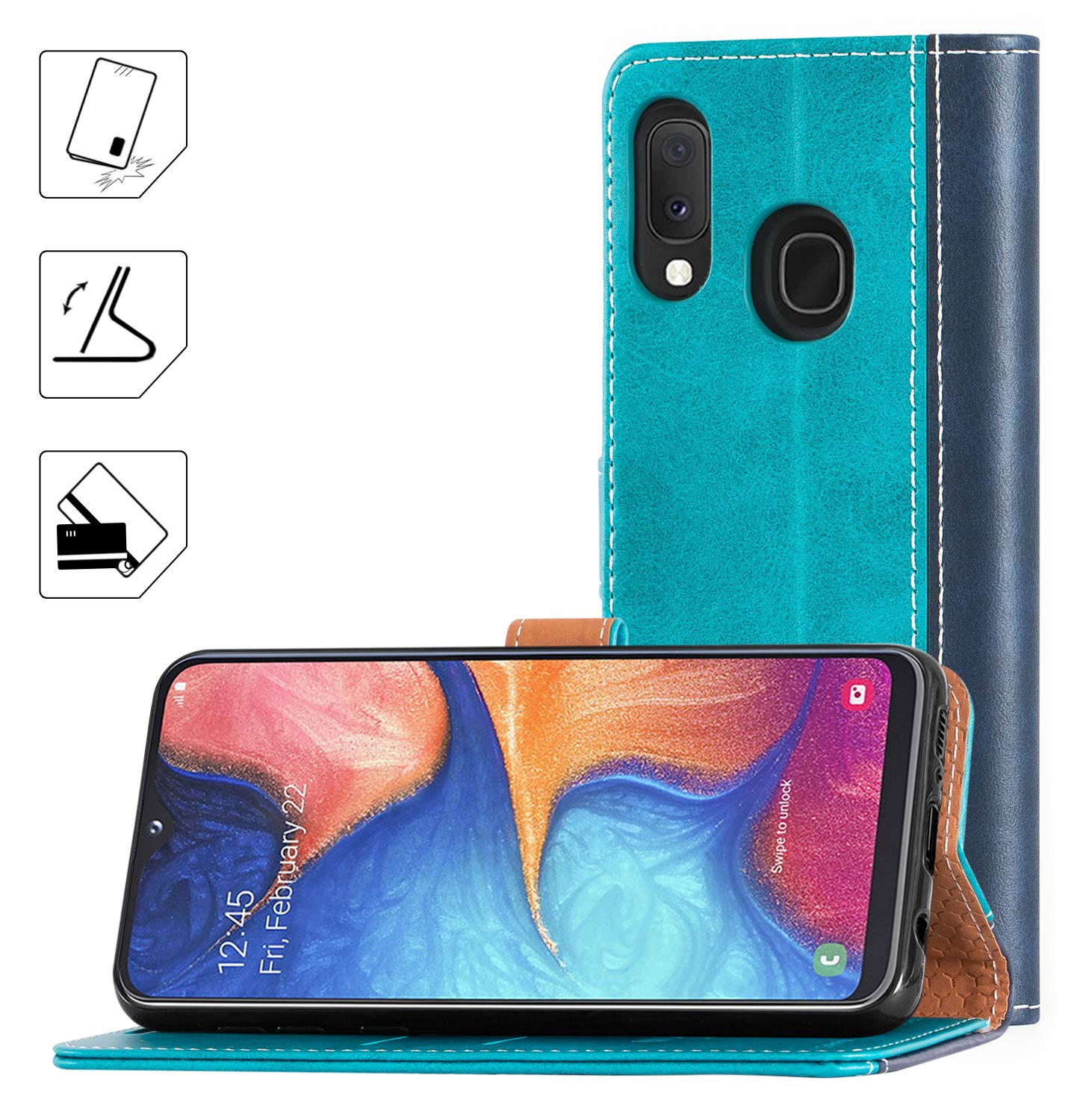 Custodia Uposao Con Portafoglio E Chiusura Magnetica Per Galaxy A20e - Farfalla Nero