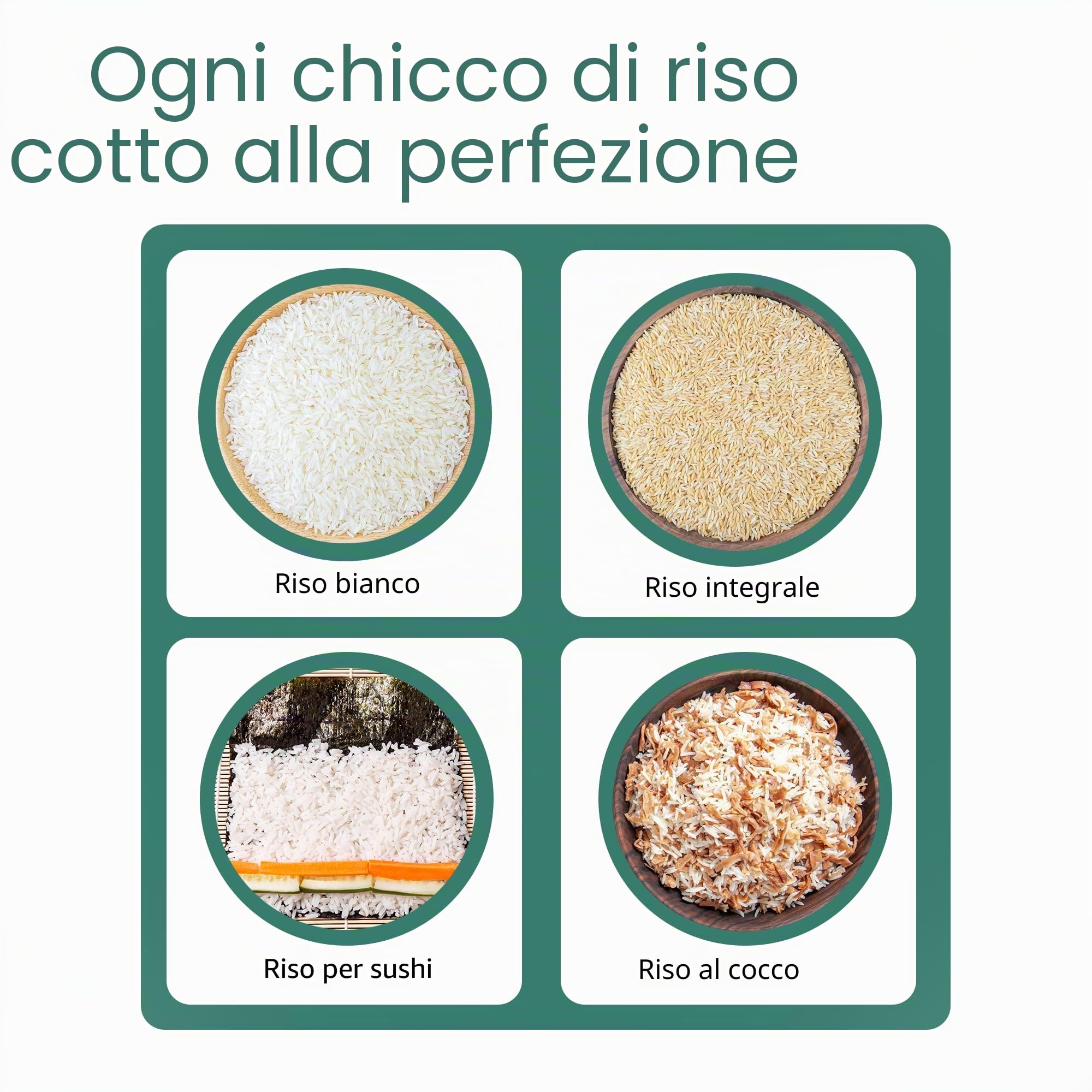 EMERIO Cuociriso automatico Eco | volume 1,5 l | funzione di mantenimento del calore | spegnimento automatico | rivestimento antiaderente | coperchio in vetro | con cucchiaio di riso + misurino |