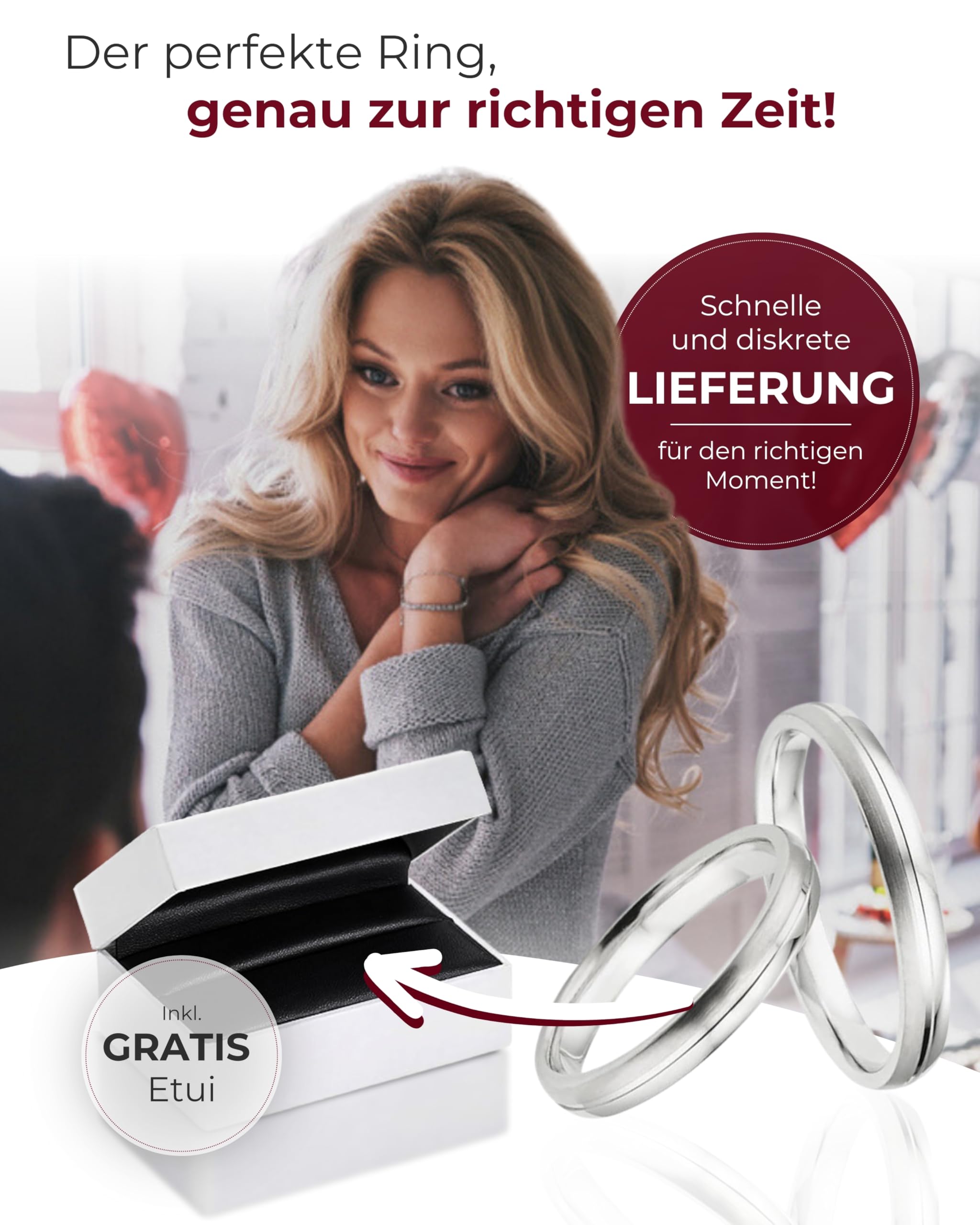 123traumringe Eheringe in 925 Silber I Partnerringe mit Etui & Gravur I Gravierbare Silberringe mit wählbarer Ringgröße 50-70 mm I Hochwertige Verlobungsringe in 3 mm Breite & 1,5 mm Stärke I S75