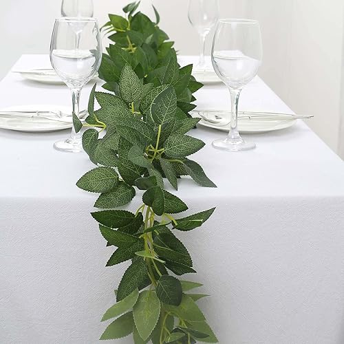 Vista 129 de Efavormart - Guirnalda artificial de hojas de tetragona, peperomia errante, 6.5 pies, color verde