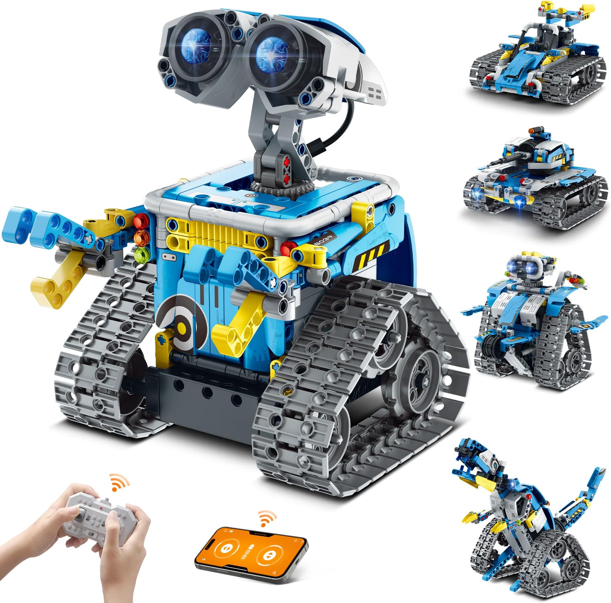 Robot Building Kit with Remote Control STEM Gifts for Kids Boys Ages 8-14, Technic Coding Robotic Toys for Teen‘s Birthday, Build 5in1 Models with 488 Pieces