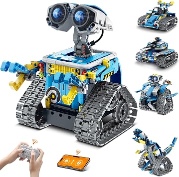 Mibido Robot Building Kit with Remote Control STEM Gifts for Kids Boys Ages 8-14, Technic Coding Robotic Toys for Teens Birthday, Build 5in1 Models with 488 Pieces