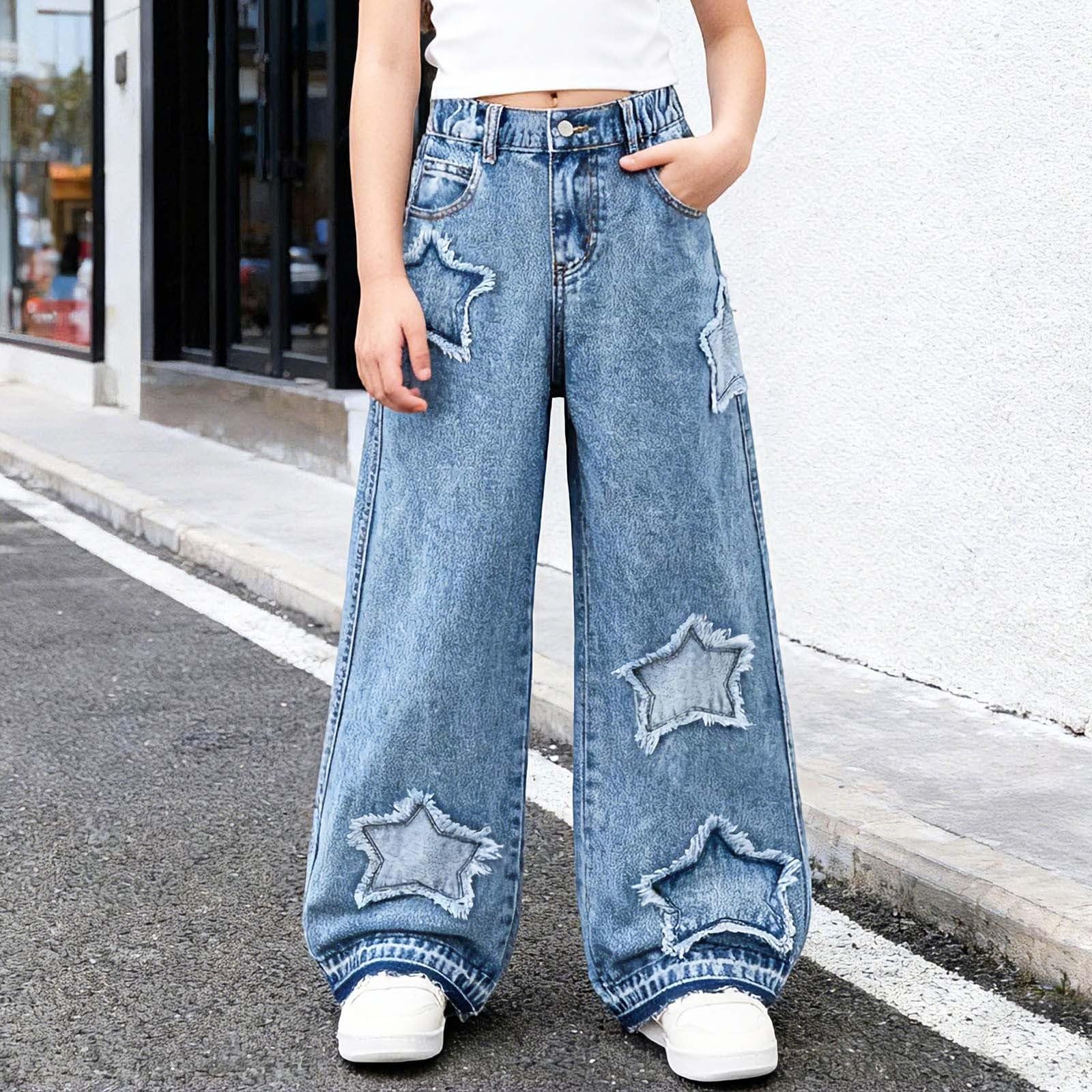 Jeans baggy para niños Estilo streetwear actual Costuras reforzadas Jeans para colegio Sin restricciones de movimiento Vaqueros de pierna recta Diseño elegante y casual Ajuste regular holgado