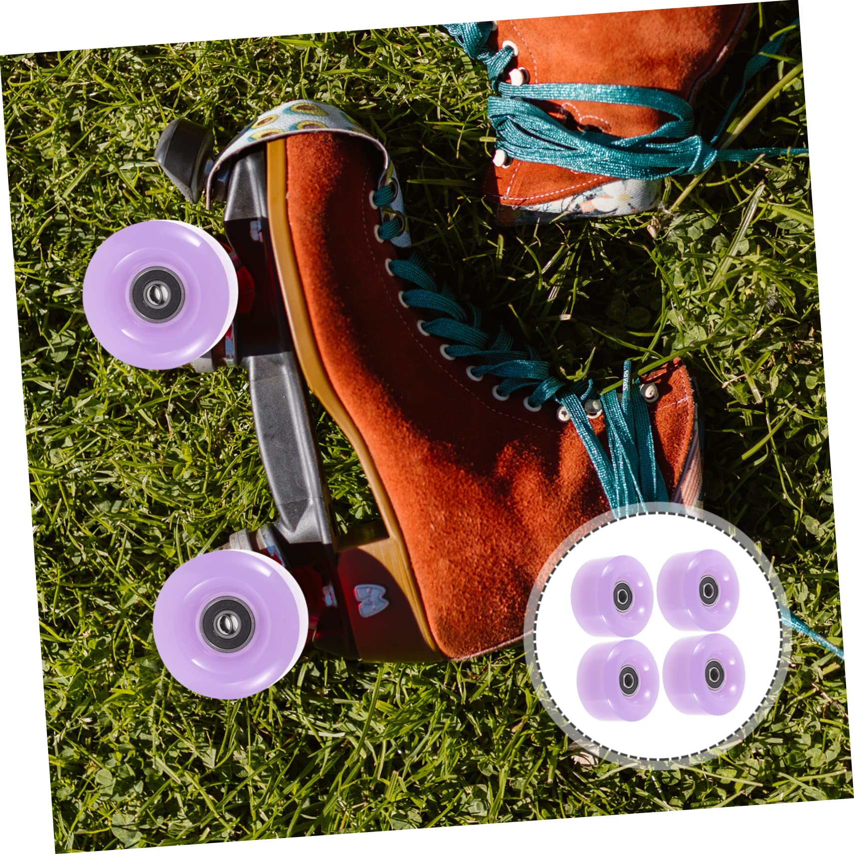 VICASKY 4Pcs Roller Skate Wheels PU for Outdoor Skating High Wear Resistance Replacement for Quad Skates Suitable for Rough Surfaces