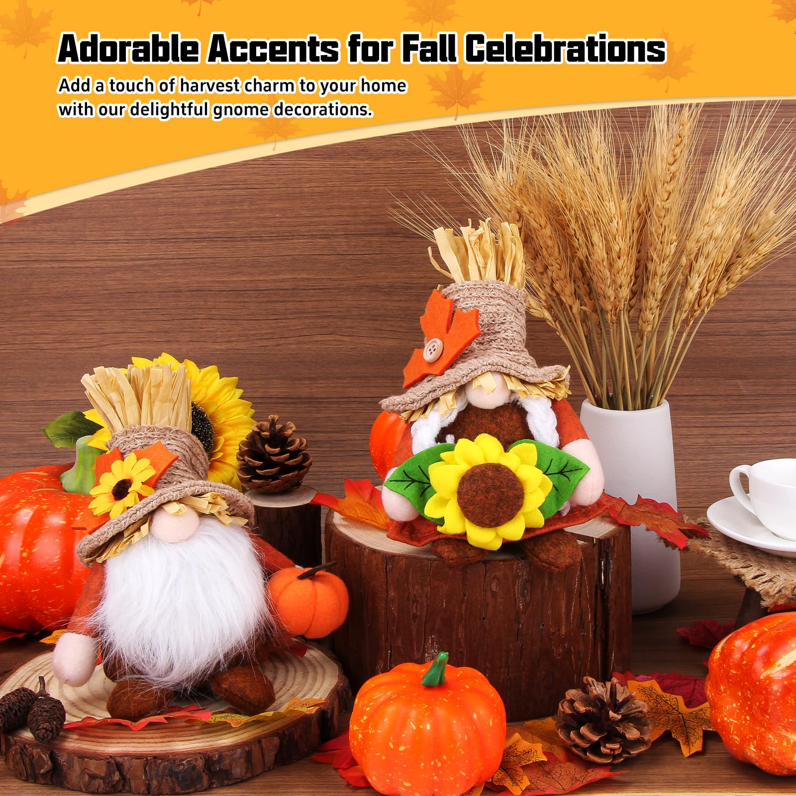 Gnome Lumineux D’automne En Feutre – Décoration De Thanksgiving Et Noël – Chapeau Pliable, Base Stable – 23 X 18 Cm – Pour Maison, Bureau Ou Salon