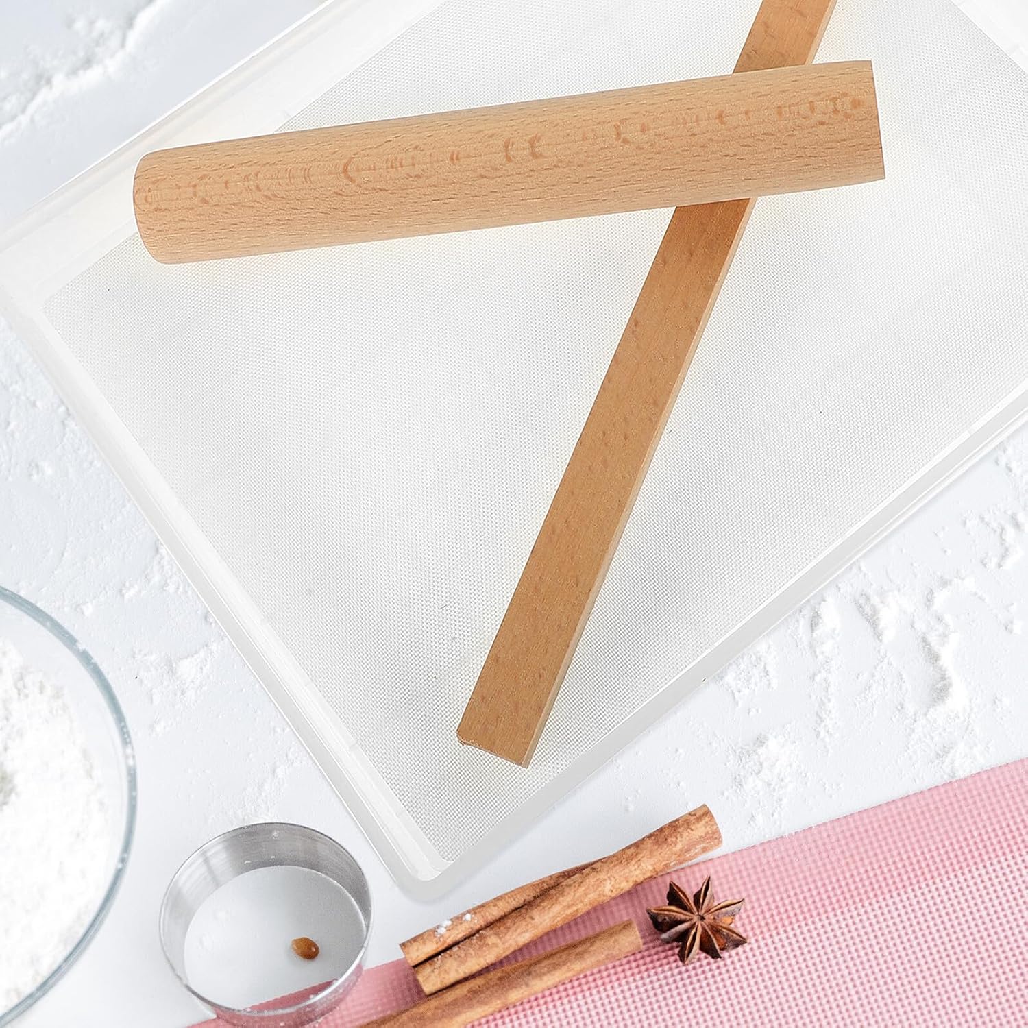 TOYANDONA DIY Nougat Candy Mold Nonstick Snowflake Tray with Rolling Pin Small Portable Baking Tool Kit for Homemade Chocolate and Nougat Confections