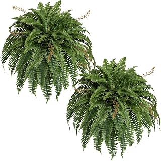 Artificial Boston Fern Silky Bush, 48IN Faux Fern Large Hanging Lifelike Plant for Indoors Outdoors Home Decor, Suitable for Porch Entrance Garden Home, 85Branches (2 Pcs)