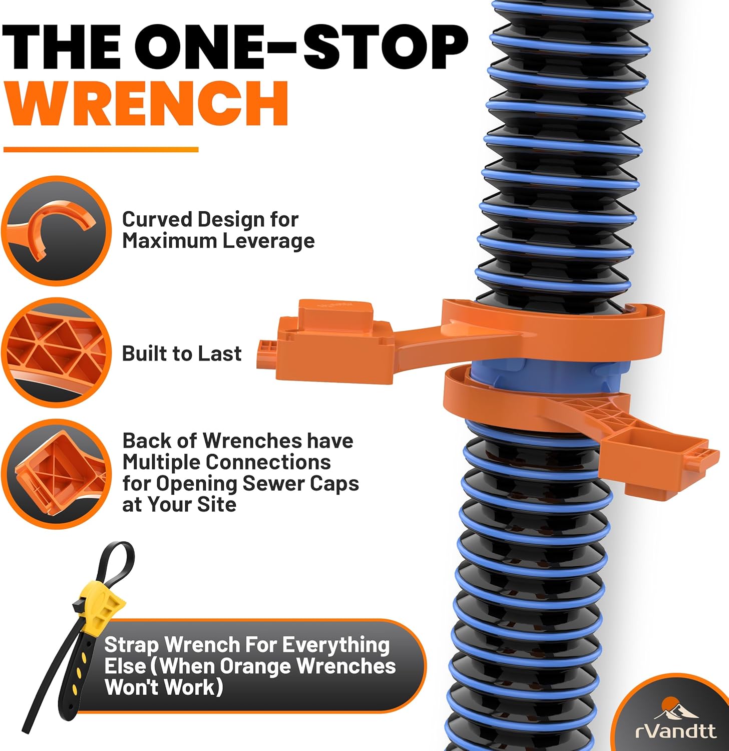 RV Sewer Accessories Kit - 15ft Sewer Hose w/4in1 Adapter, Stand, Collapsible Bucket, Nitrile Gloves, Hand Cleaner, Wrenches, Kneeling Pad, Hose Weight, and Custom Bag