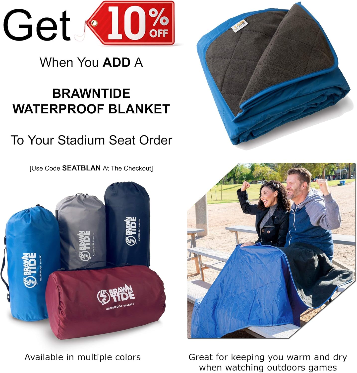 BRAWNTIDE Stadium Seat with Back Support - 2 Pack, Comfy Cushion, Thick Padding, 2 Steel Bleacher Hooks, 4 Pockets, Reclining Back, Ideal Stadium Chair for Sporting Events, Beaches, Camping, Concerts : Sports & Outdoors