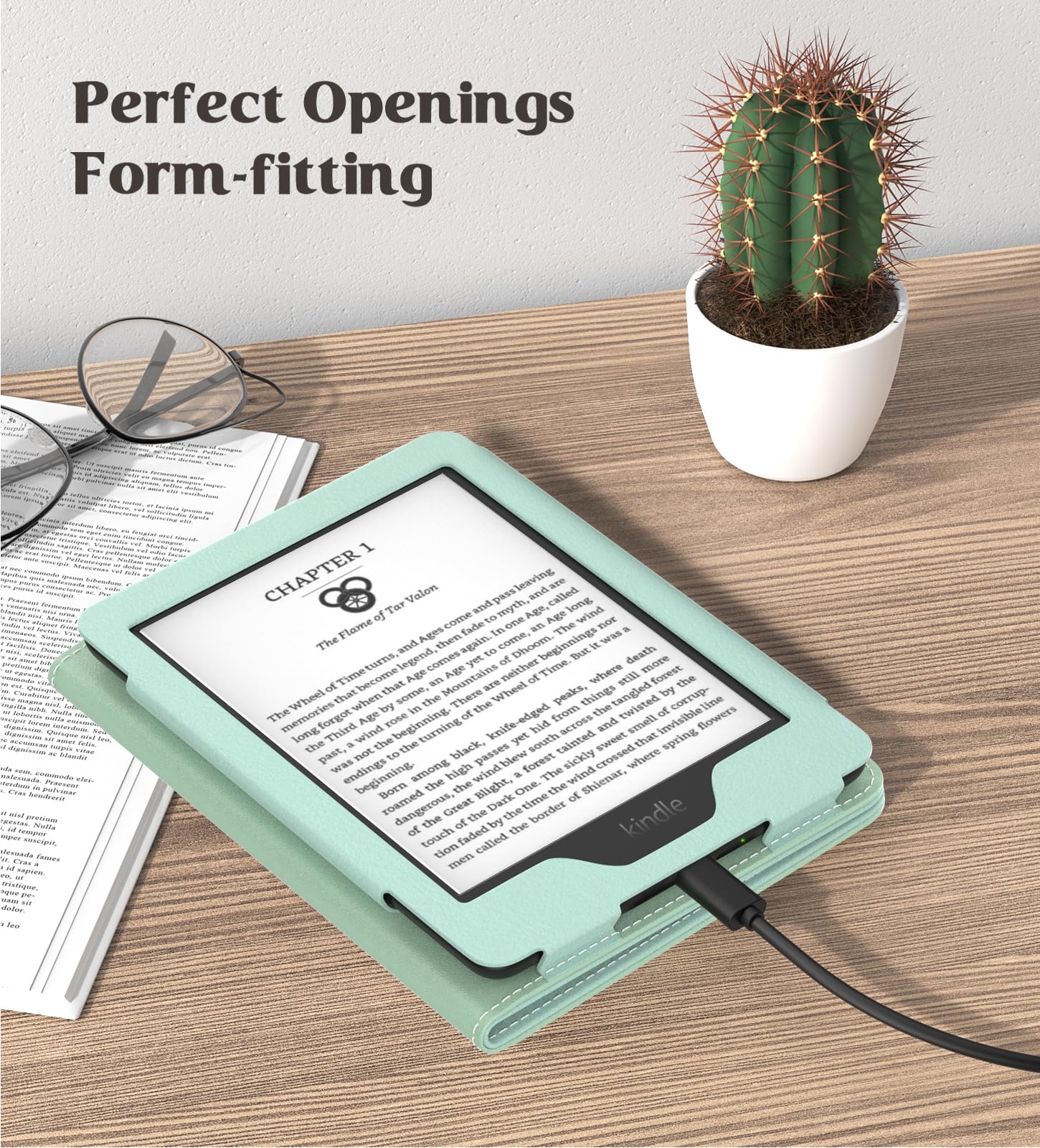 MoKo Funda para 6" Nuevo Kindle (11ª Generación 2024/2022) & Versión Internacional, PU Estuche Soporte de Mano Niño Auto Sueño/Estela para Kindle 2024 6 Pulgadas Edición de Firma, Agave Verde