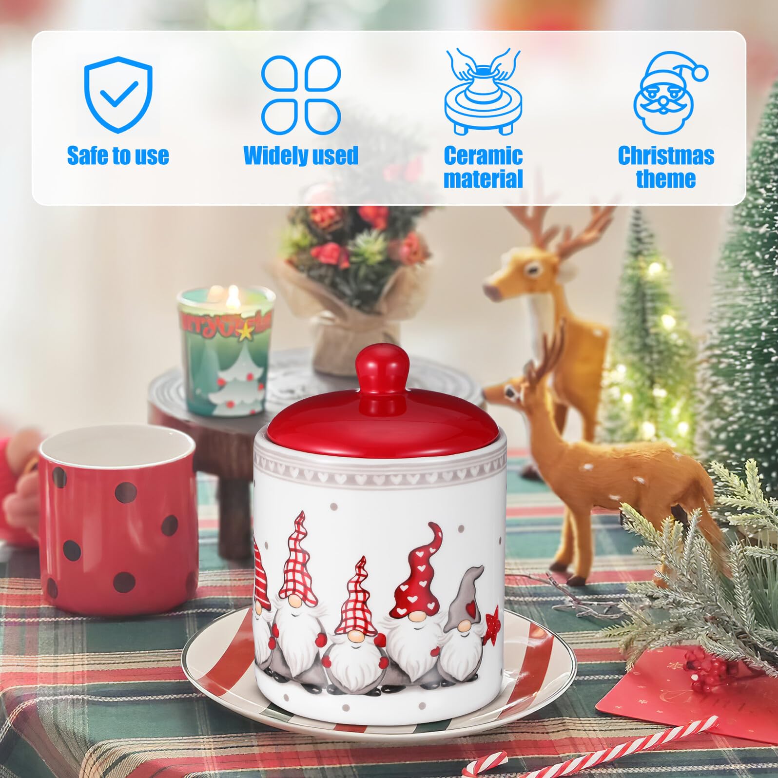 Toyvian Keramik Vorratsdose mit Luftdichtem Deckel Große Lebensmittel Aufbewahrungsdose für Tee Süßigkeiten und Trockenfrüchte Bpa Frei Geschenkidee zu Weihnachten
