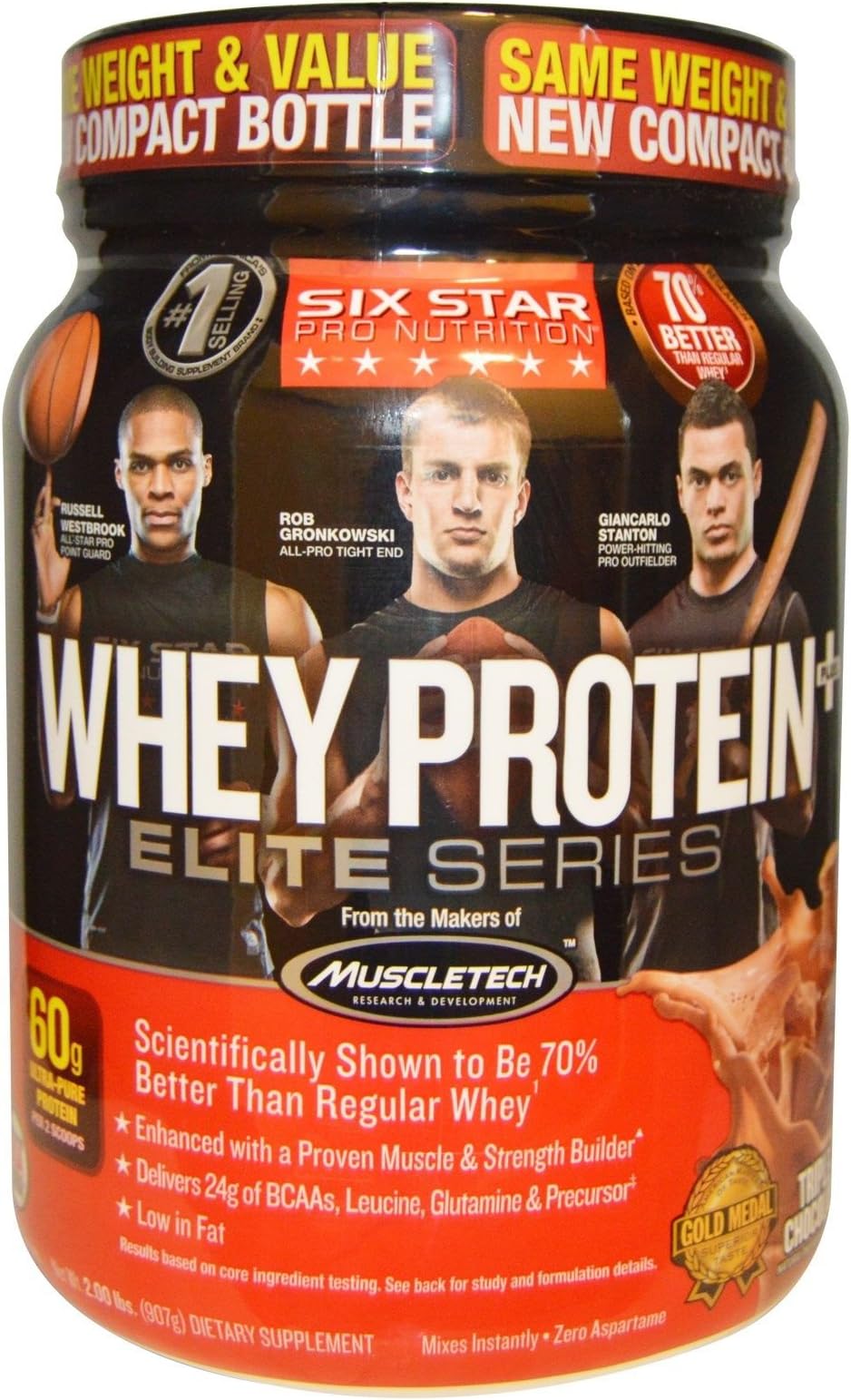 Whey Protein Powder | Six Star Whey Protein Plus | Whey Protein Isolate & Peptides | Lean Protein Powder for Muscle Gain | Muscle Builder for Men & Women | Chocolate, 2 lbs (Package May Vary)