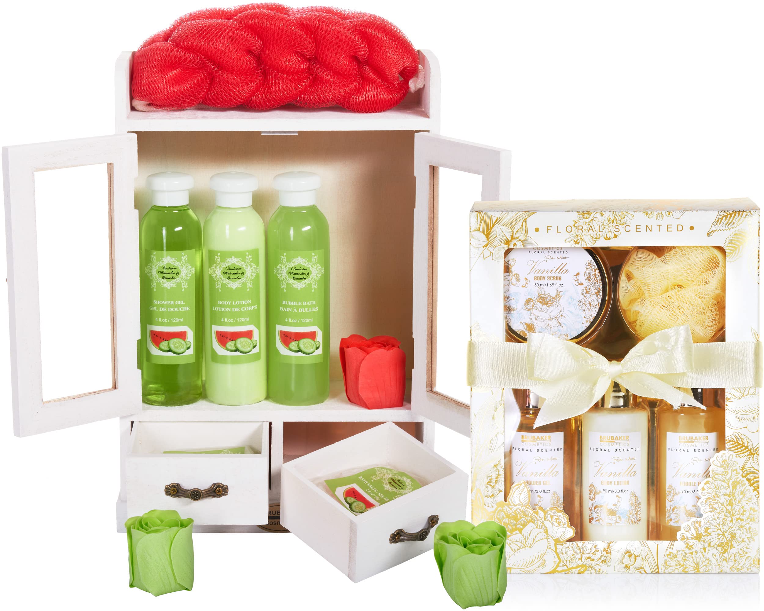 BRUBAKER Cosmetics Set de Cuidado 2 en 1 - Grande 15 piezas Kit de Bienestar - Set de Ducha y Baño para Mujer - Regalo de Belleza con Gabinete de Madera Deco - Vainilla Rosa Menta — view 11