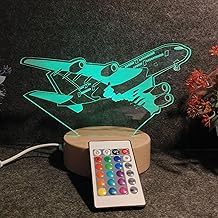 SHAYONA Airplane 3D Night Illusion Lamp Aeroplane Kids Gift Passenger Plane Table Lamp Bedside Gift Multicolor - 22cm