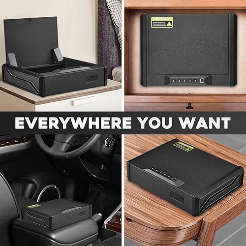 Miniatura 8 de Garvee Caja fuerte para armas, caja fuerte biométrica para armas, segura para armas de mano, 3 maneras de acceso rápido, caja fuerte con bloqueo de