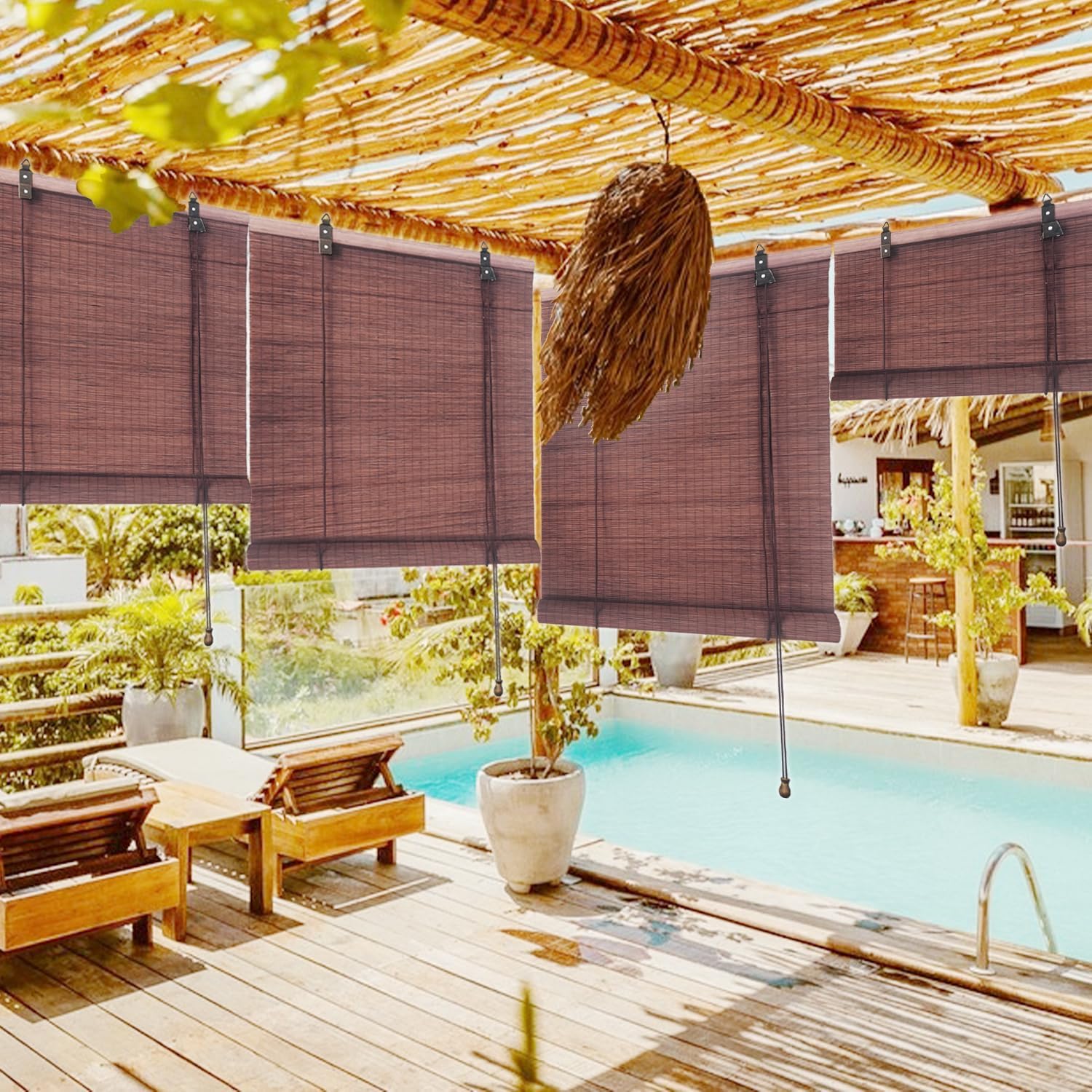 Lsjoaw Bamboo Blinds 20x40in/51x102cm Bamboo Roll Up Blind