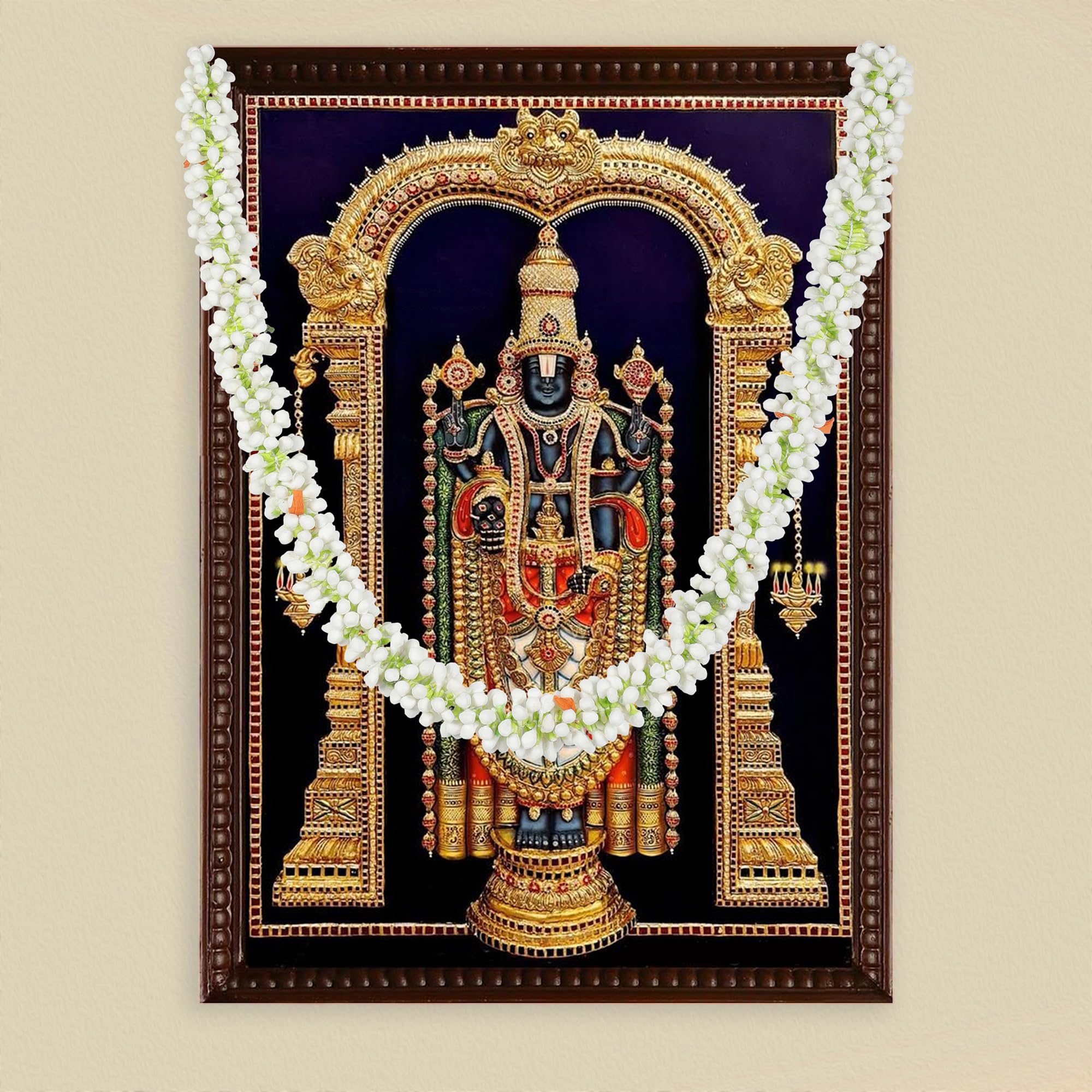 Daedal Crafters Artificial Pure Cotton Flower Garland for Pooja Mandir Decoration, Hanging Mala for Photo Frame, Decorative Haar Mala for God Idols, Photo Frames of Ancestor, Pitra & Pooja Room Décor
