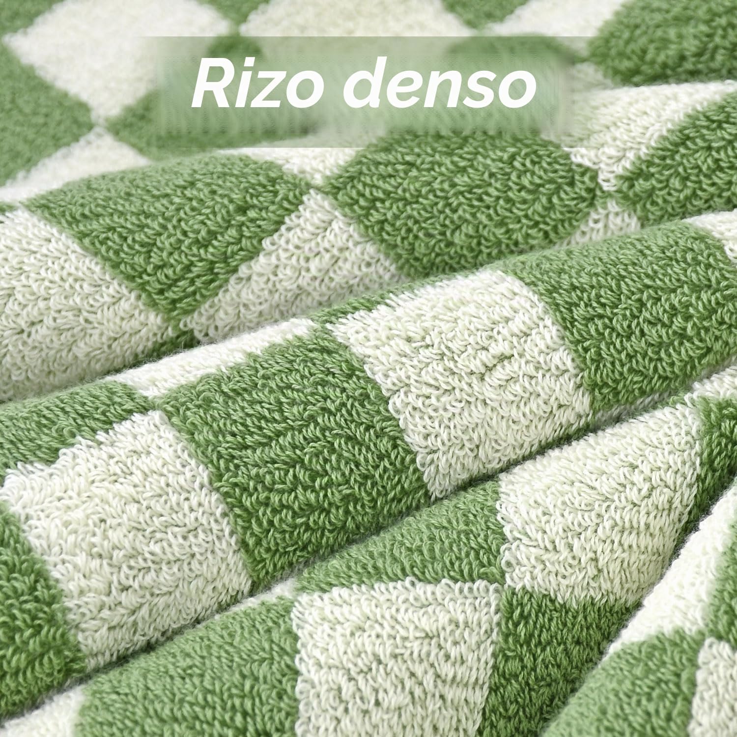 Jacquotha Juego de 2 Toallas de baño de algodón de Lujo, absorbentes, de Secado rápido, 520 g/m², decoración del hogar, Cuadros Verdes