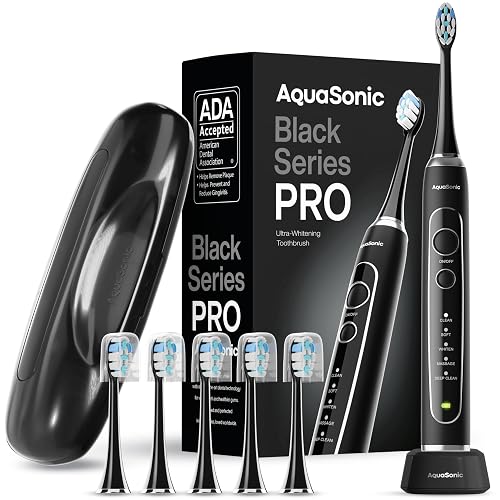 Aquasonic Black Series PRO Ultra-Whitening Electric Toothbrush 5 Modes Smart Timers