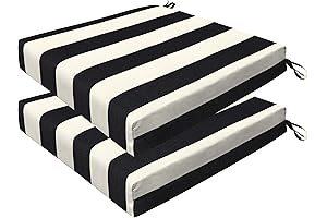 Outdoor 20" x 20" Cabana Striped Black & Ivory Patio Cushion Set