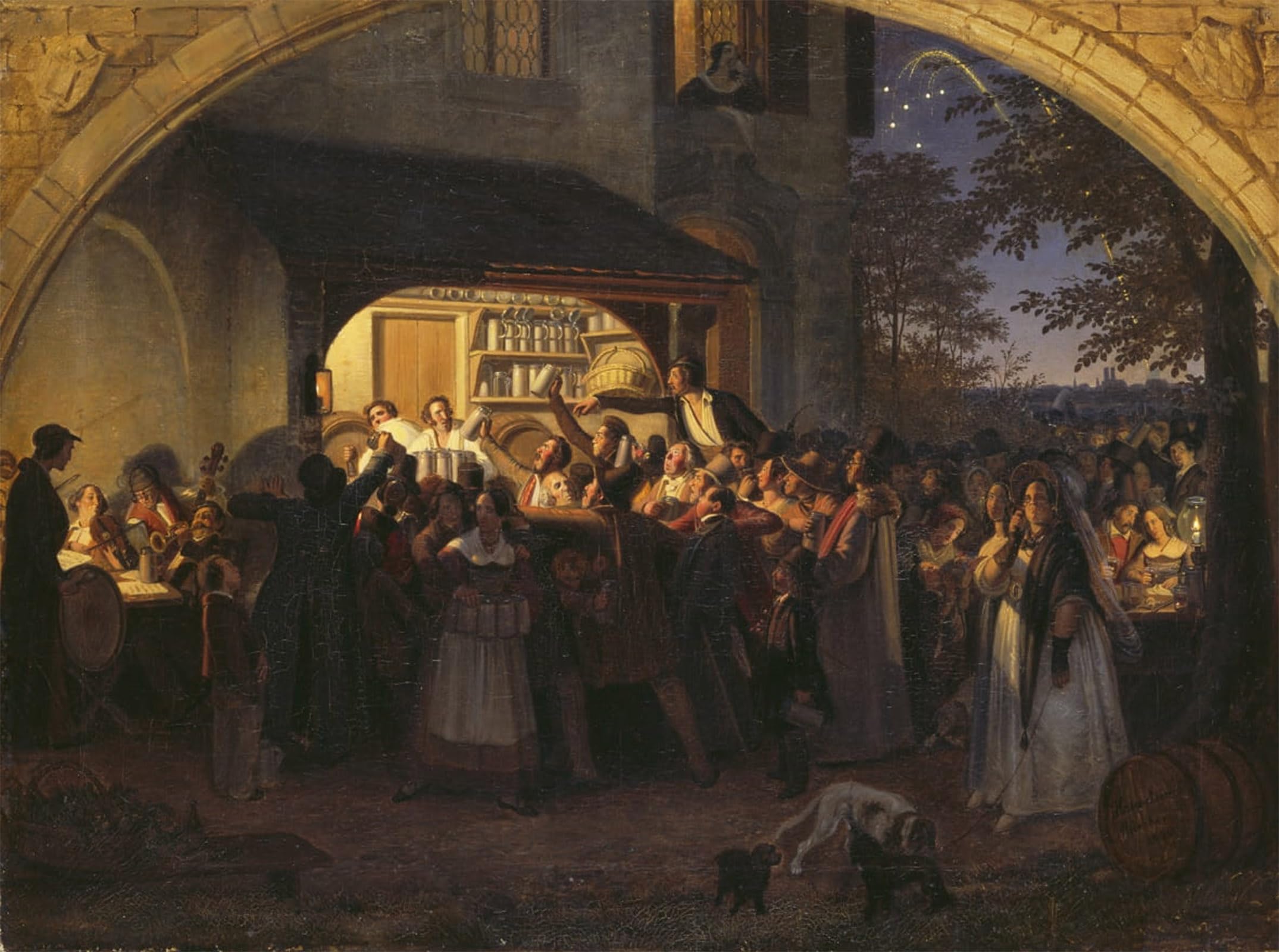 SERENDIPITP Abstract Painting Mural Print Picture Wall Decor Painting Garden Festival by Johann Peter Hasenclever Vintage Wall Artwork for Home Decor 60x90cm