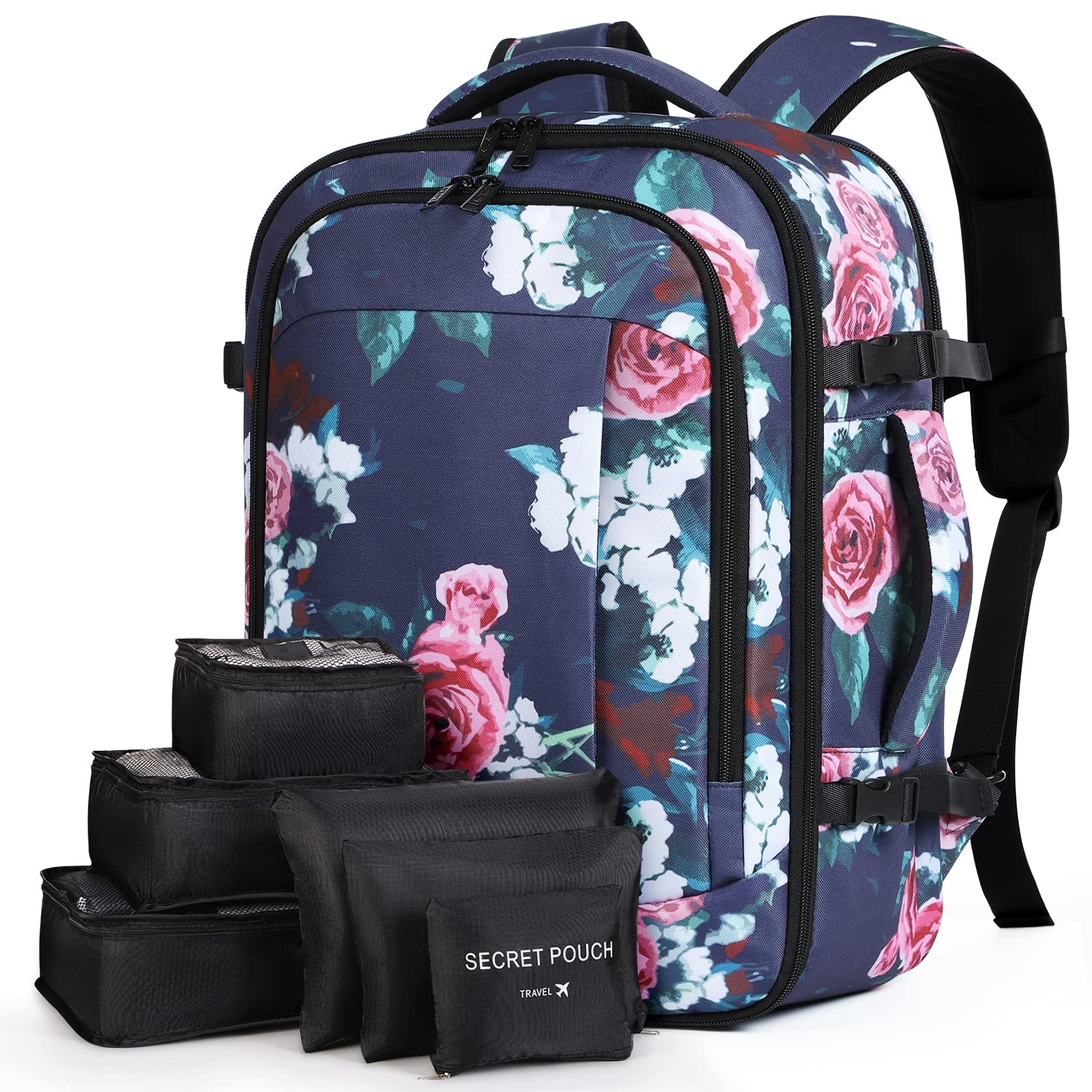 Lekespring Zaino Ryanair 40x20x25 - Zaino da Viaggio Aereo Bagaglio a Mano per Donne e Uomini, Bagaglio a Mano 40x20x25 Ryanair, Borsa Cabina con 6 Sacchetti Organizzatori per Scuola D'affari Casual
