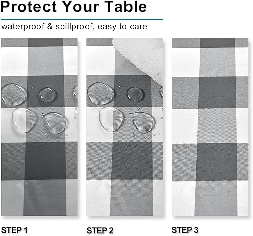 Miniatura 8 de Hiasan Mantel a cuadros impermeable, paquete de 2, 54 x 80 pulgadas, mantel rectangular a cuadros para fiesta de primavera, picnic al aire libre,