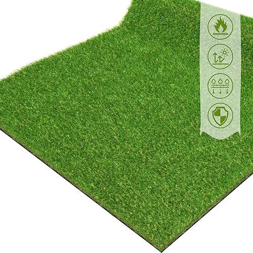 ZGR - Alfombra de césped artificial de 5 x 7 pies, para exteriores, 0.8 pulgadas, césped realista de alta calidad para jardín, patio, paisaje del
