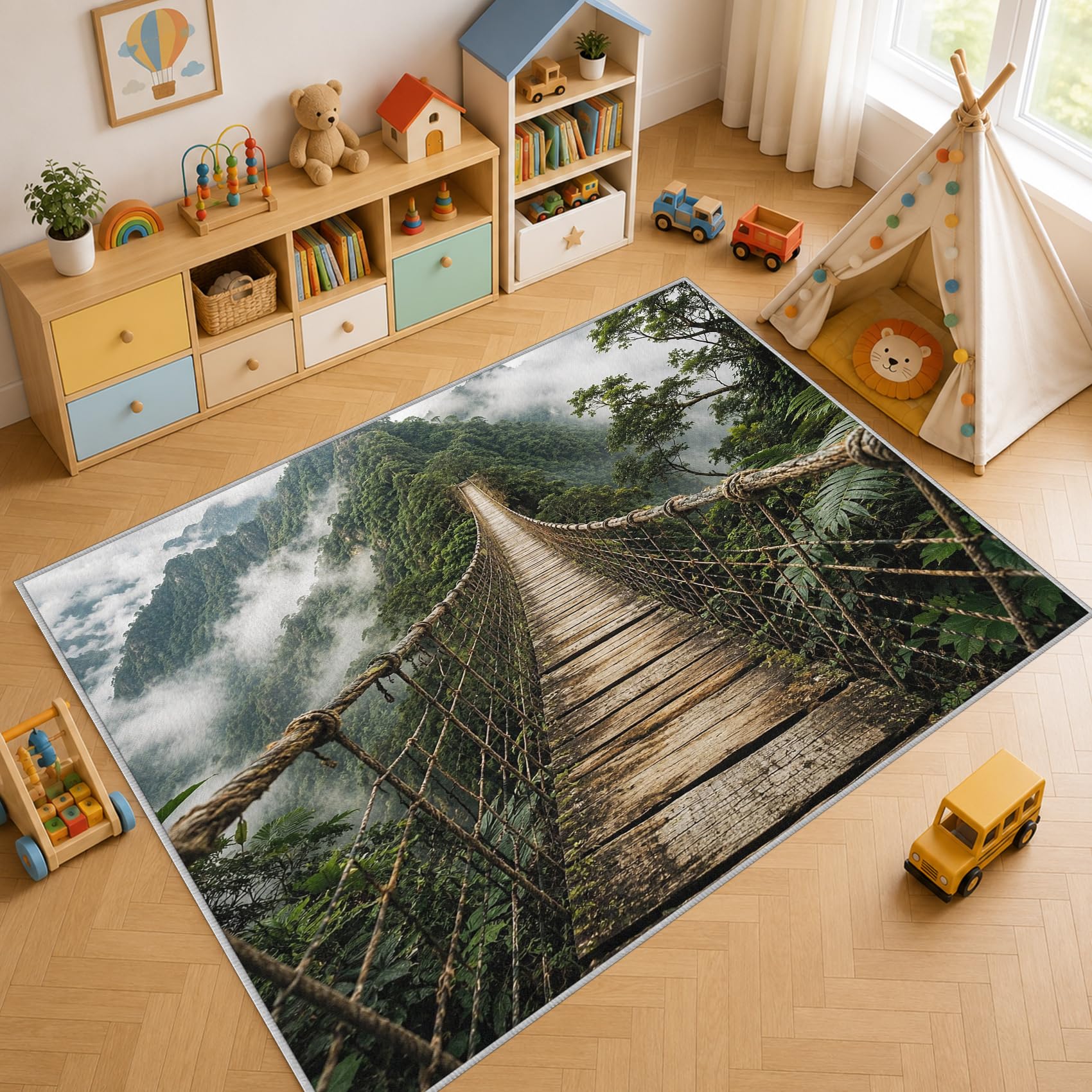 Tapis Salon Illusion Optique 3D 120x170cm Lavable en Machine Antidérapant