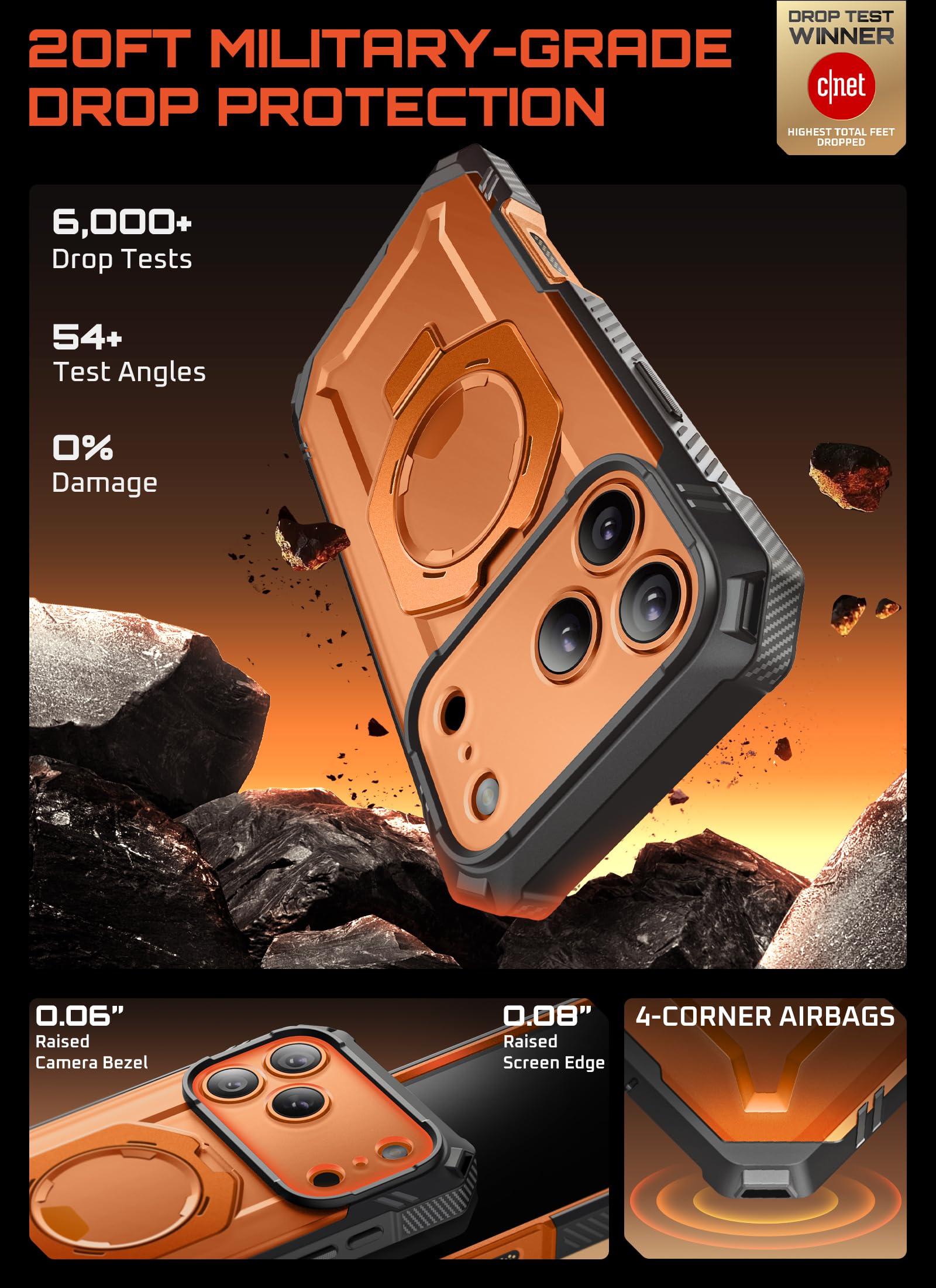 SUPCASE for iPhone 17 Pro Max Case (UBGrip Pro), [Built-in Tempered Glass Screen Protector & Stand] [Camera Control Cover] [Compatible with MagSafe] Full Body Heavy Duty Magnetic Phone Case, Coral